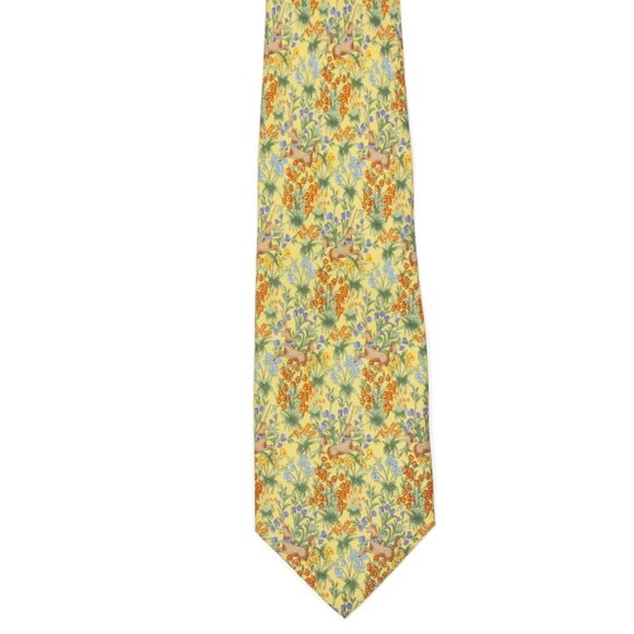 Metropolitan Museum of Art Unicorn Cloister Tapestry Men's Silk Neck Tie Yellow - Picture 1 of 4